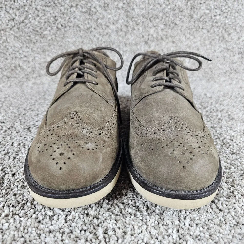 Tods Brogue Shoes Mens Size 8 Brown Leather Wingtip Italian Round Toe